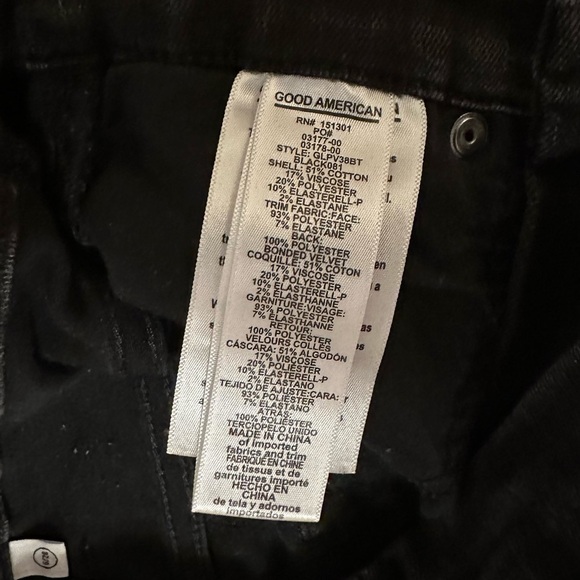 Good American jeans Good Legs Velvet Tuxedo Stripe stretch black size 6/28 - Picture 5 of 7